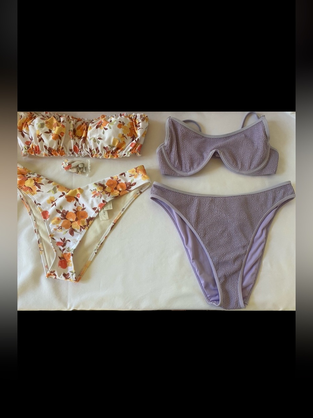 Abercrombie & Fitch Floral Orange and Lilac Bikini Set Duo Sz L